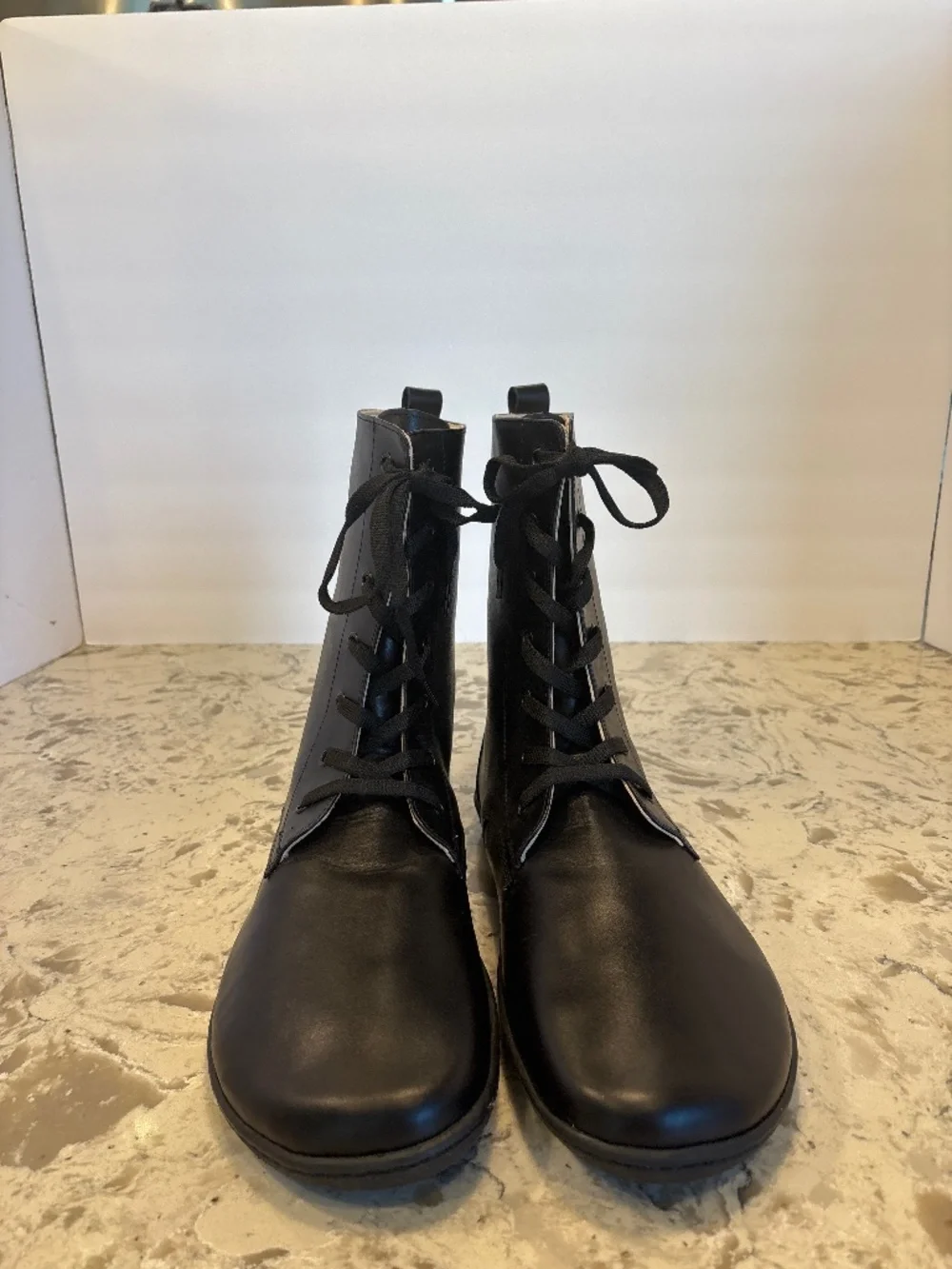 NWOT Men’s Aintap Feel Barefoot Black Leather Combat Style Boots Size 45